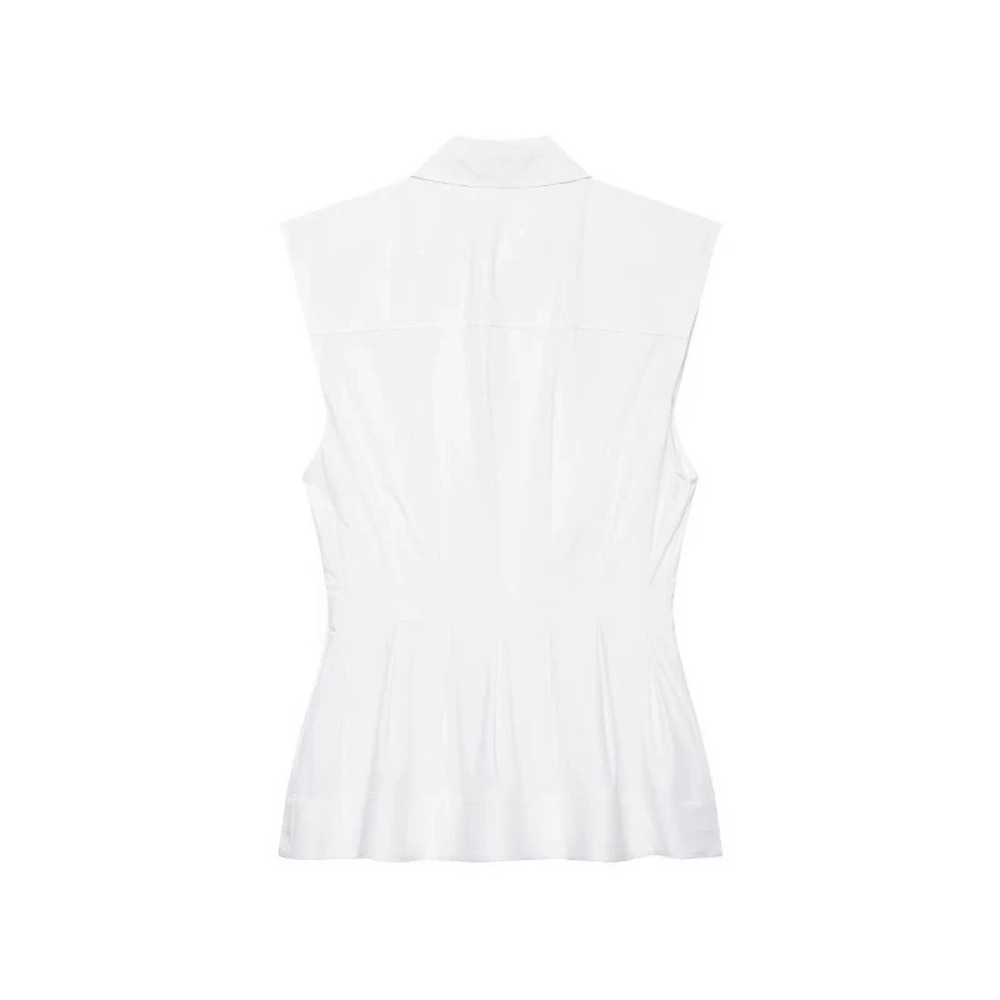 ZARA Feng Slim Fit Lapel Collar Sleeveless Solid Short Dress